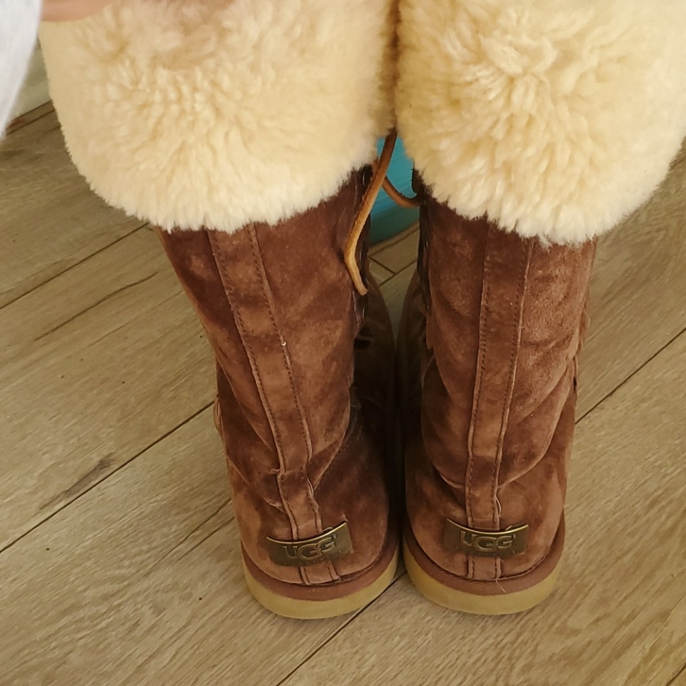 UGG Boots Womens 9 Brown Tall Winter Shearling Boots Casual - Picture 11 of 12